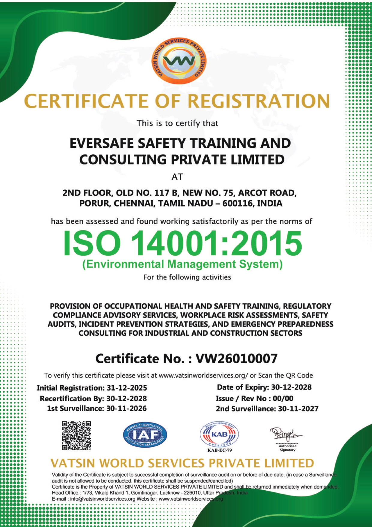 ISO 14001:2015 Environmental Management System Certificate