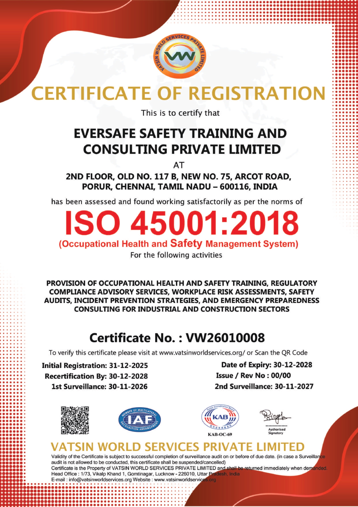 ISO 45001:2018 Occupational Health and Safety Certificate